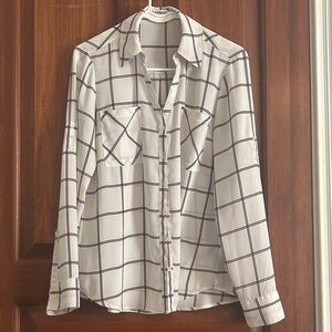 Express, the portofino shirt, size M, white with brown lines